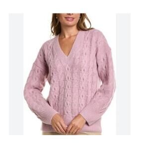 Vine lattice Cable Wool & Alpaca-Blend Sweater in light mauve orchid size 1X